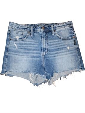 SILVER JEANS Blue Frayed Denim Beau Shorts Sz W 28 L 3.5 Boyfriend Fit EUC